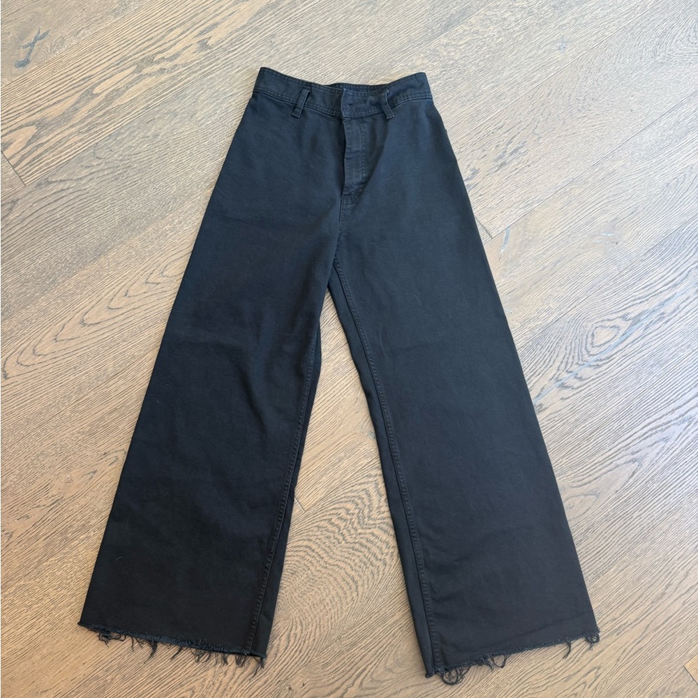 Zara Women's Black Wide-Leg Jeans